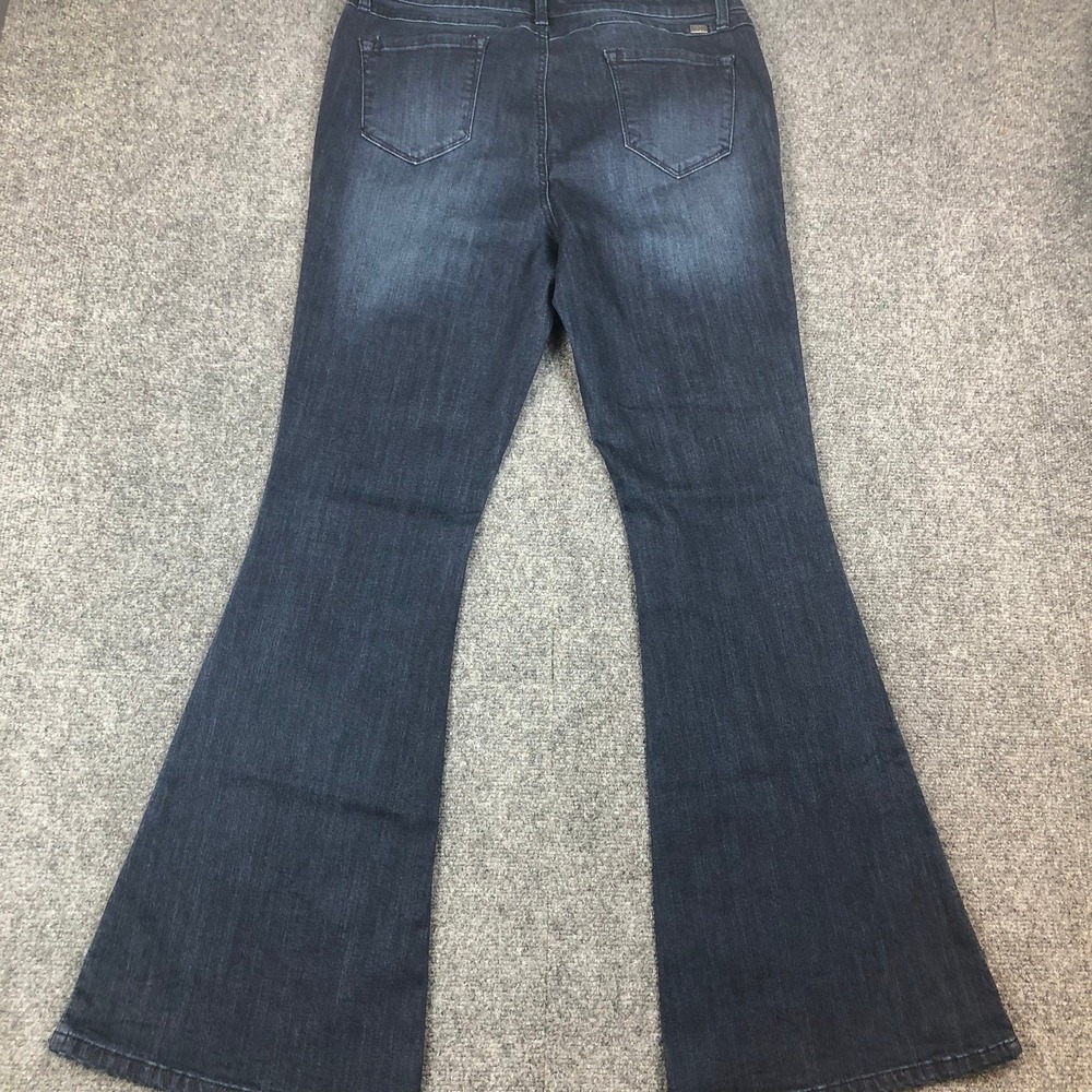 1822 Denim Flare Jeans Dark Wash Whiskered Wide Leg Womens Size 12/31 32x32 - Picture 8 of 13